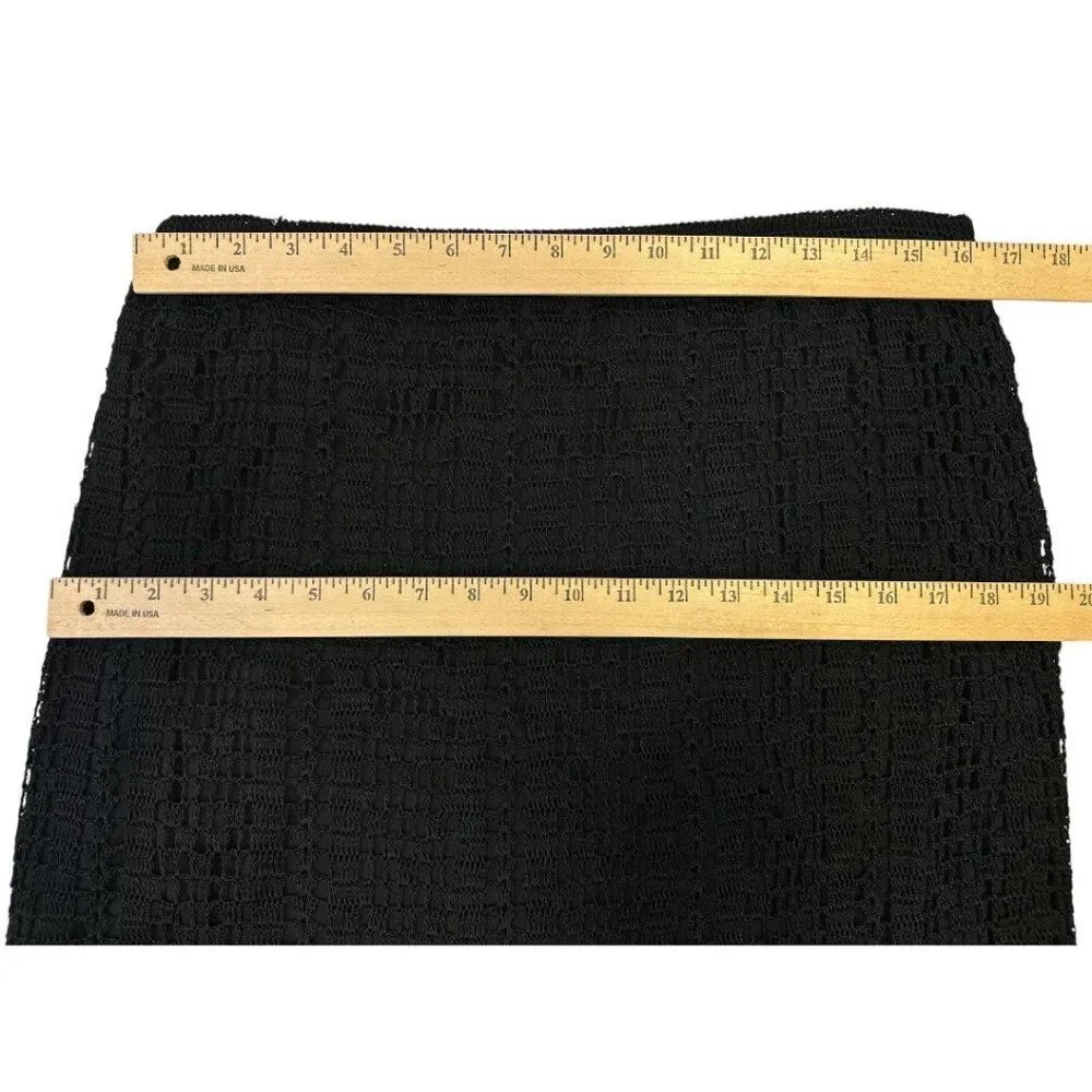 Chico’s Black Crochet Maxi Skirt Pull On Boho Lace Knit Long Skirt Sz 3